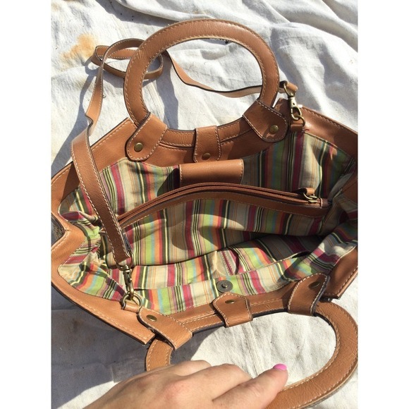 Fossil Tan and Brown Embroidered Tote Bag - Picture 7 of 14